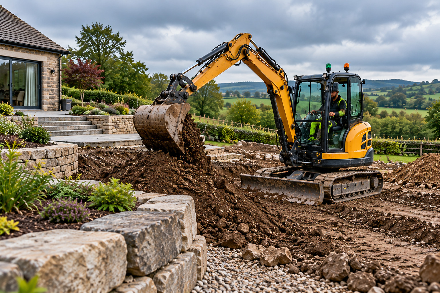 Operated excavator hire for landscaping and groundworks in Kendal and the South Lakes