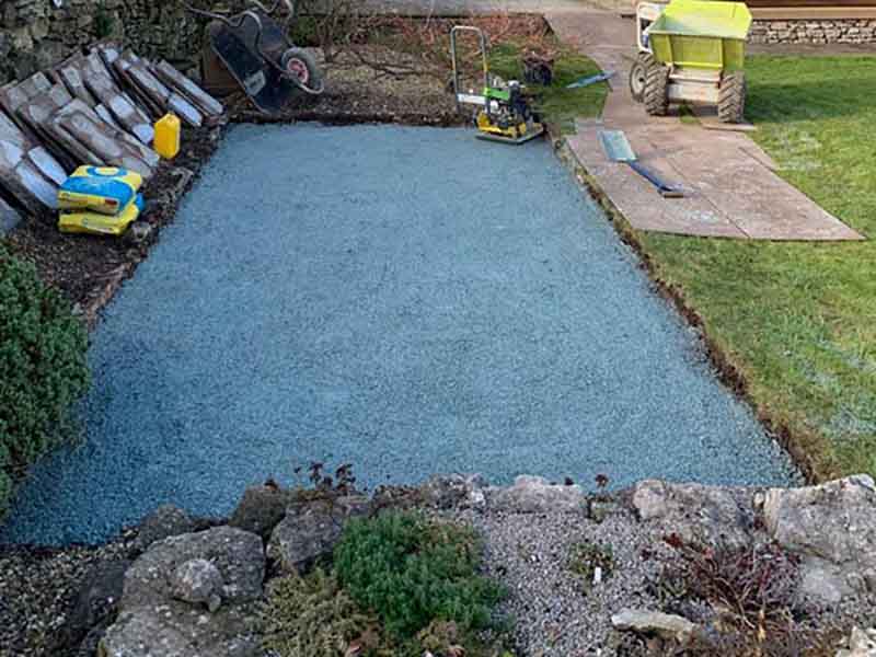 ground preparation and sub base for porcelain paving in Kendal