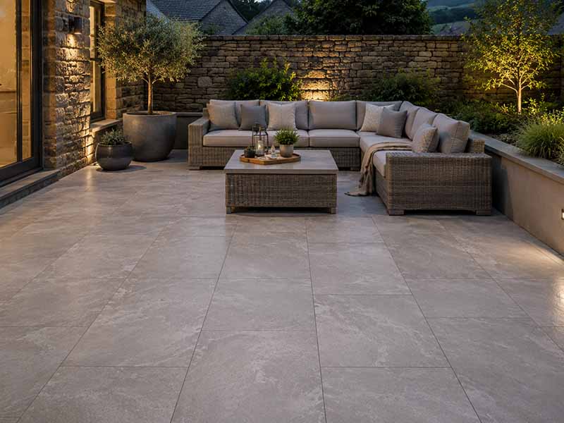 porcelain paved outdoor dining area in Kendal