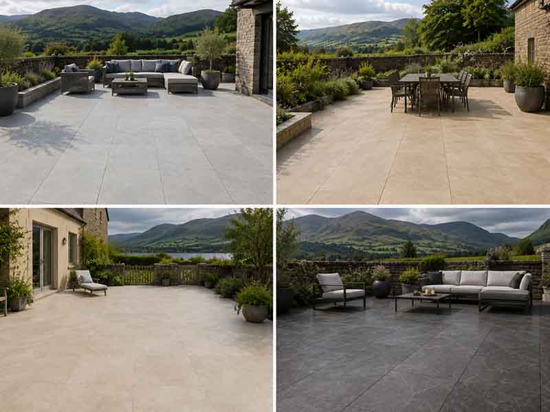 porcelain patio colours styles and stone effect paving