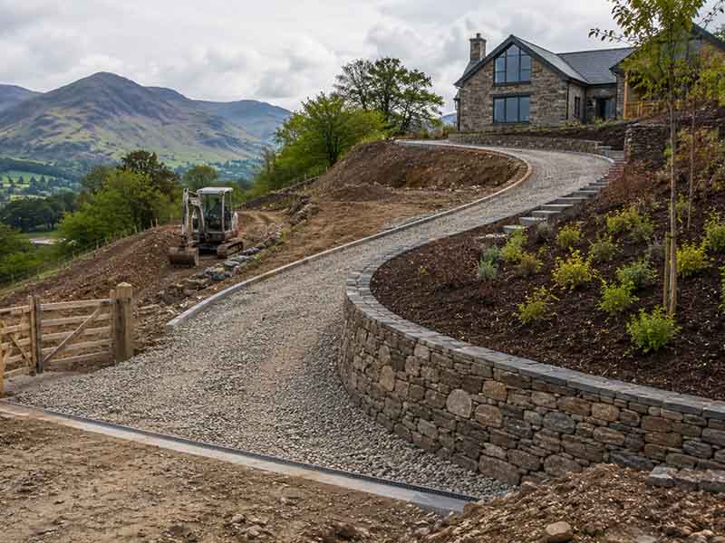 driveway construction on a sloping site in the South Lakes